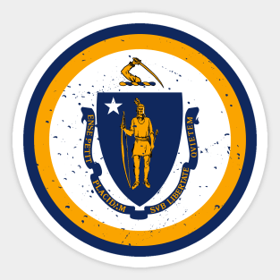 Retro Massachusetts State Flag // Vintage Massachusetts Grunge Emblem Sticker